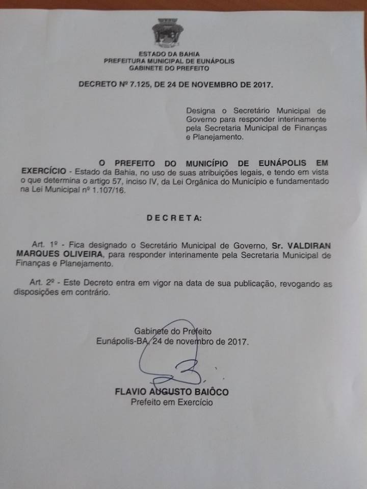 Valdiran Marques é o novo secretário de Finanças e Planejamento da prefeitura de Eunápolis 6