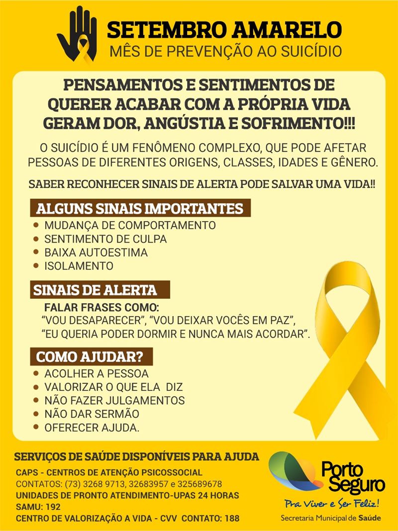 Setembro AmareloMês de prevenção ao suicídio VIA 41
